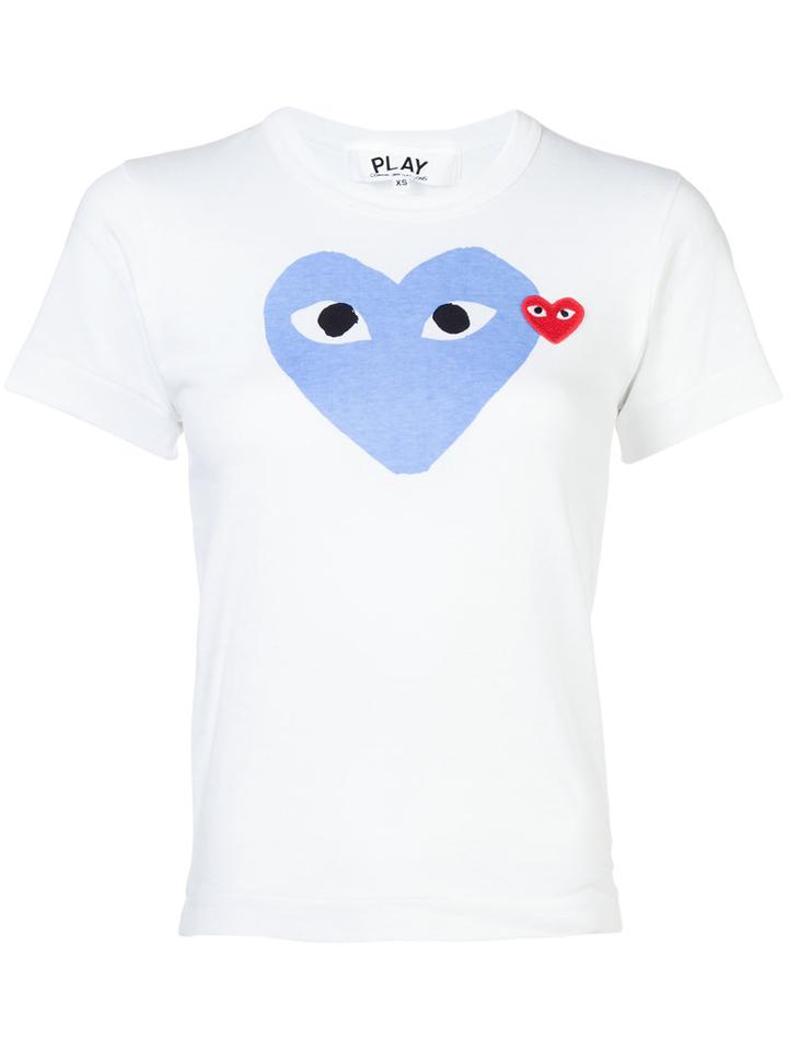 Comme Des Garçons Play - Heart Print T-shirt - Women - Cotton - Xs, White, Cotton