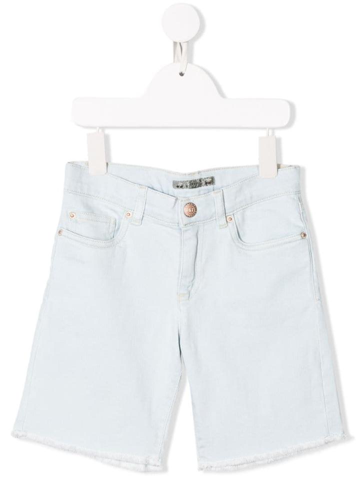 Bonpoint Teen Frayed Edges Denim Shorts - Blue