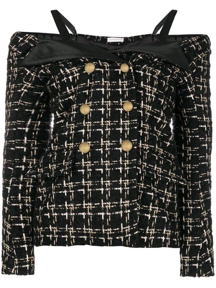 Faith Connexion Cold Shoulder Tweed Jacket - Black