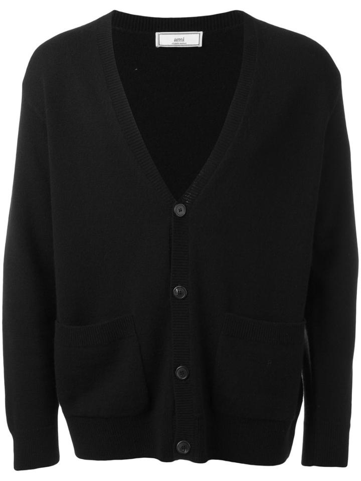 Ami Alexandre Mattiussi - V-neck Cardigan - Men - Cashmere/merino - S, Black, Cashmere/merino