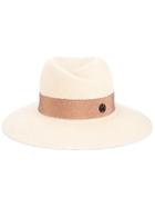 Maison Michel Virginie Straw Fedora Hat, Women's, Size: Small, Nude/neutrals, Straw/cotton