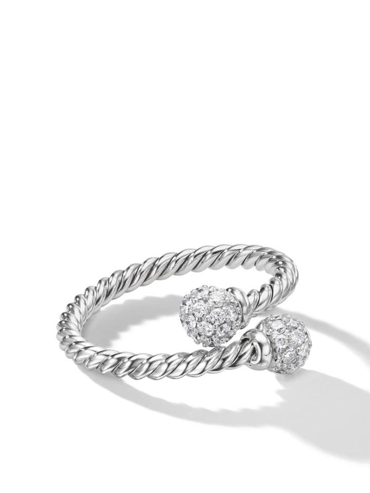 David Yurman 18kt White Gold Solari Bypass Diamond Ring - 8wadi