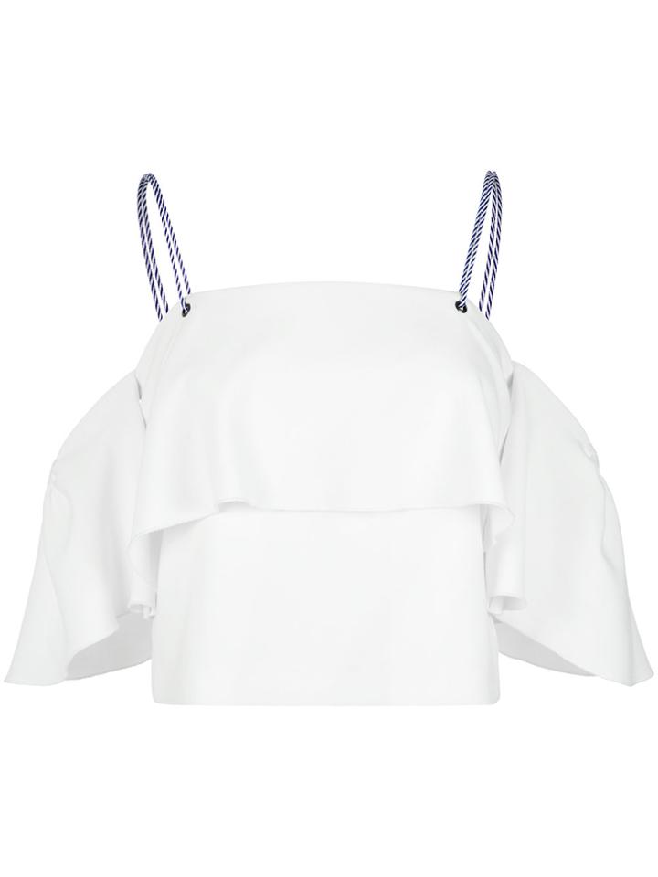 Nk Ruffle Cropped Top - White