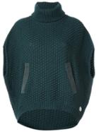 Moncler Roll Neck Knit Top, Women's, Size: Large, Green, Virgin Wool