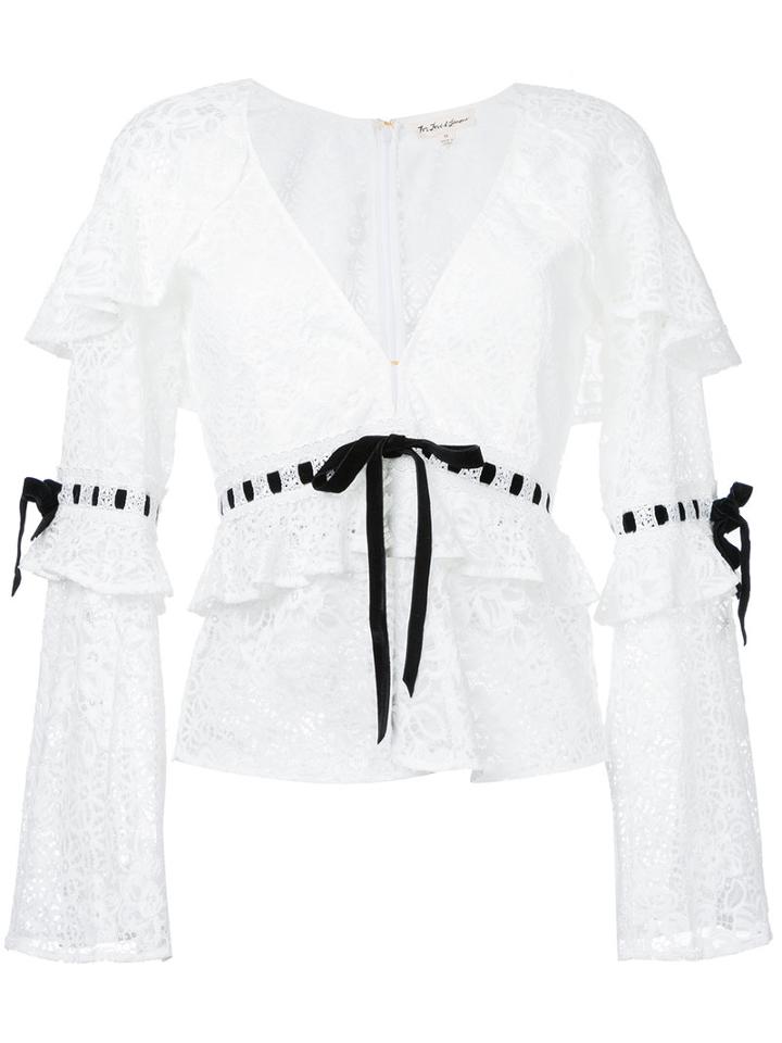 For Love And Lemons - V-neck Lace Blouse - Women - Nylon -12/polyester - M, White, Nylon -12/polyester