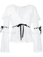 For Love And Lemons - V-neck Lace Blouse - Women - Nylon -12/polyester - M, White, Nylon -12/polyester