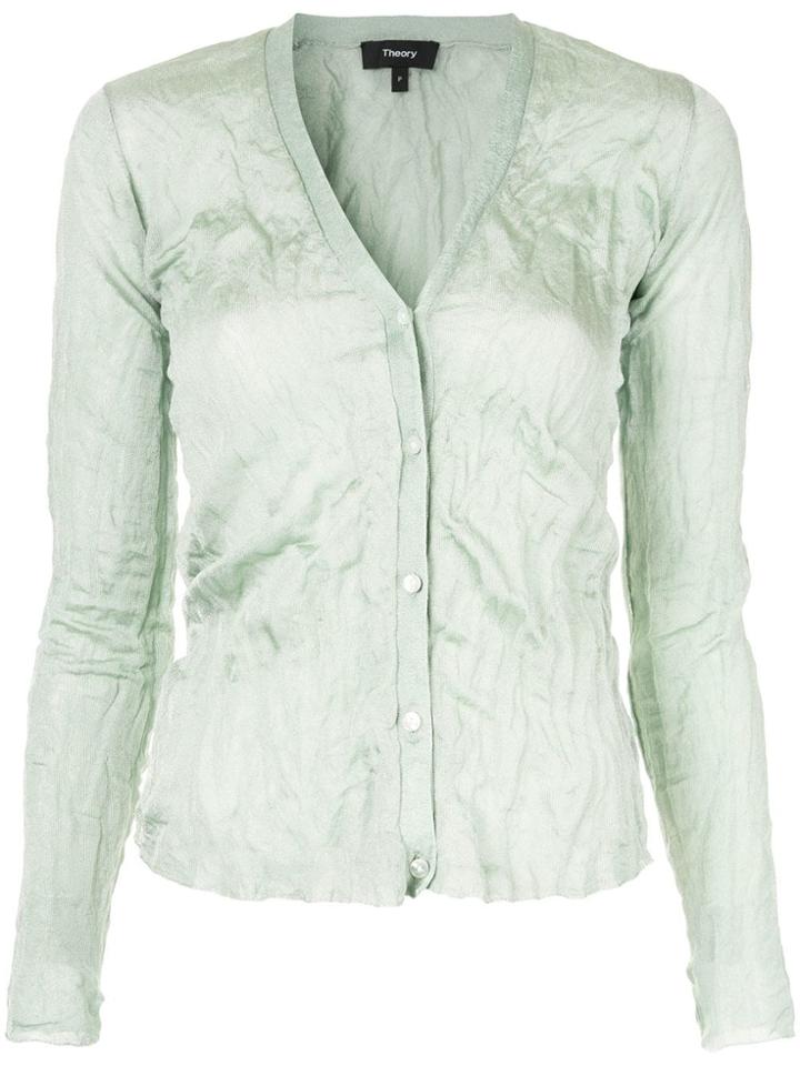 Theory Crinkle-effect Cardigan - Green