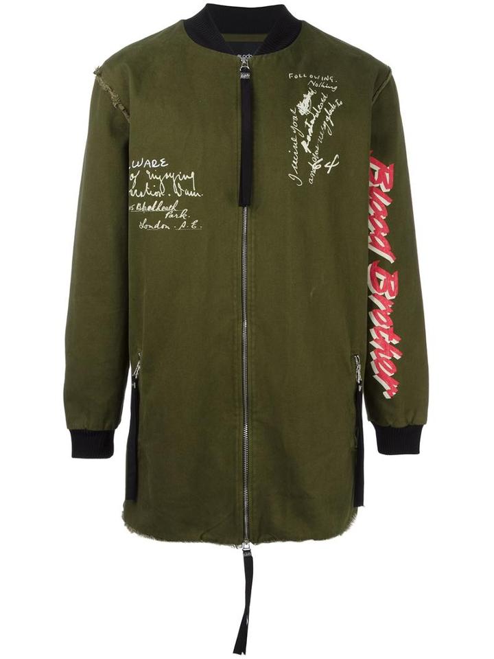 Blood Brother Stylised Prints Bomber Jacket, Men's, Size: Xl, Cotton