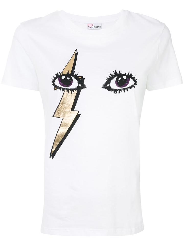 Red Valentino - Lightening Eyes T-shirt - Women - Cotton - M, White, Cotton