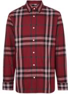 Burberry Check Cotton Flannel Shirt - Red