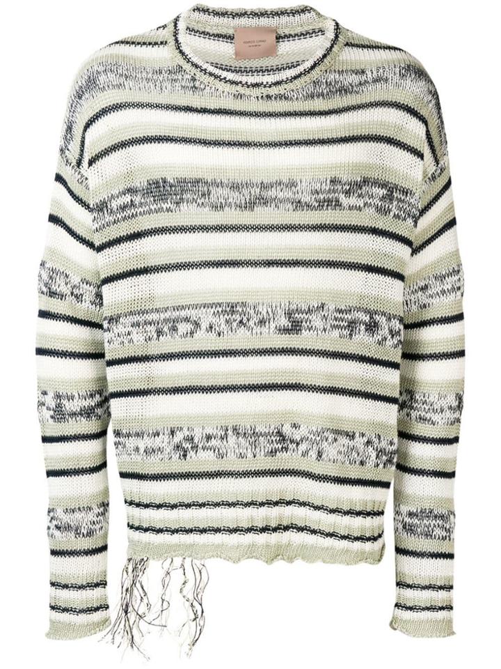 Federico Curradi Crew Neck Striped Sweater - White