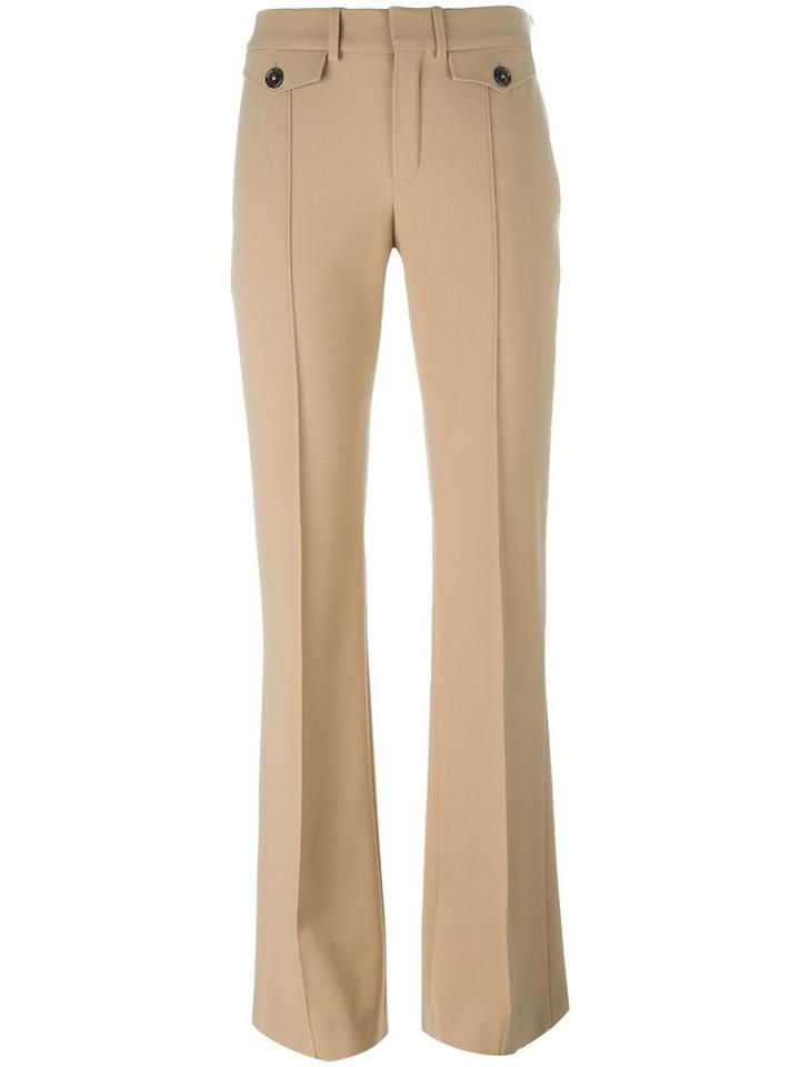 Chloé Fitted Flared Trousers, Women's, Size: 40, Brown, Silk/spandex/elastane/virgin Wool