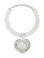 Alessandra Rich Embellished Drop Heart Choker - Metallic
