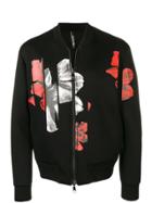 Neil Barrett Floral Print Bomber Jacket - Black