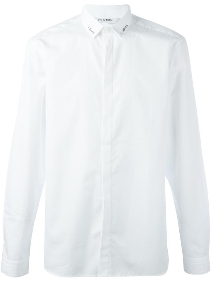 Neil Barrett Printed Collar Shirt, Men's, Size: 41, White, Cotton