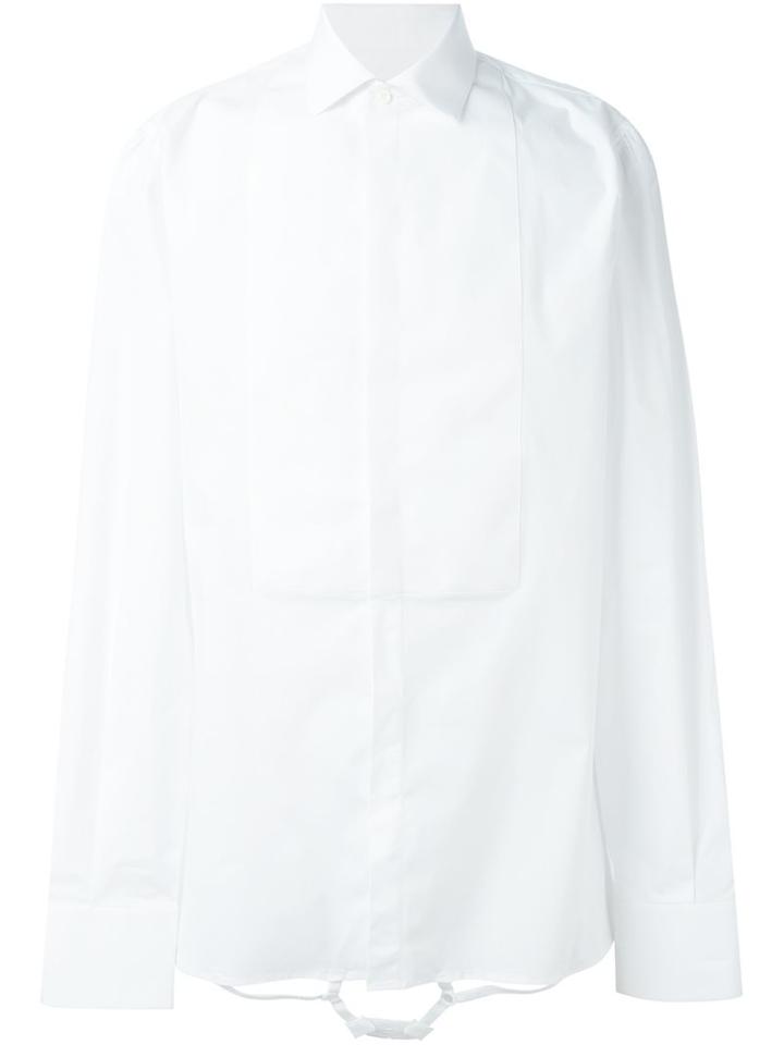 Dsquared2 Bib Strap Dress Shirt, Men's, Size: 48, White, Cotton/spandex/elastane