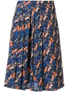 Peter Jensen Cat Print Pleated Skirt - Blue