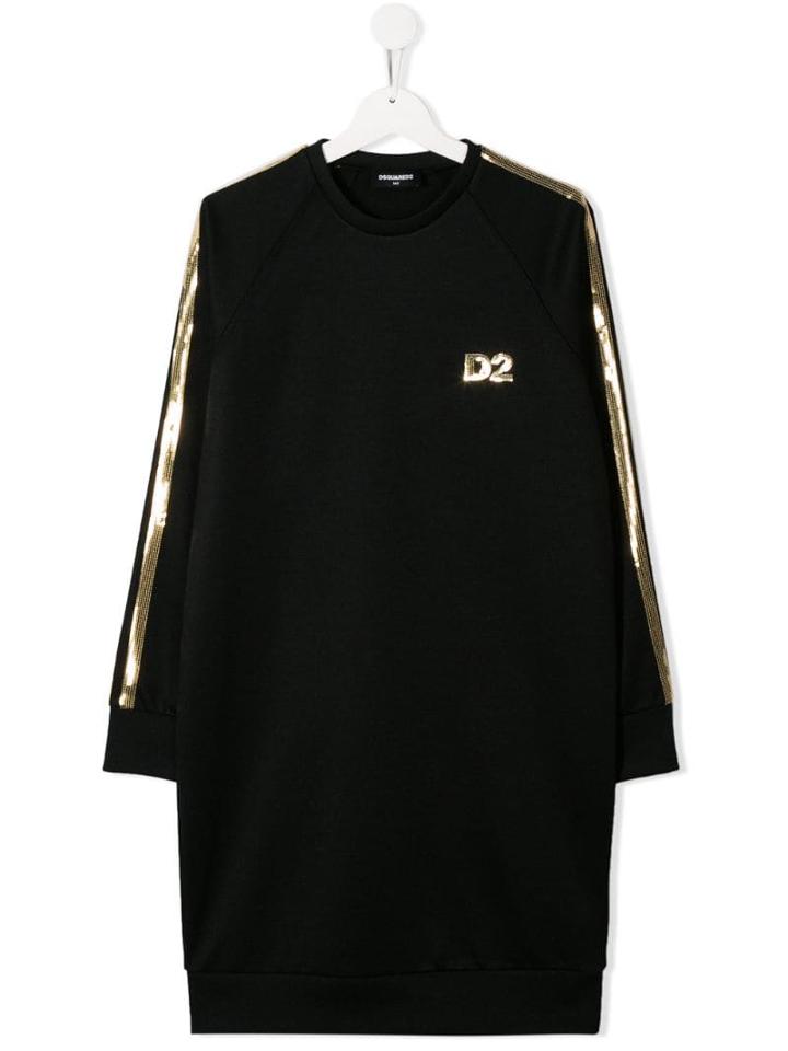 Dsquared2 Kids Sequin Metallic Logo Dress - Black