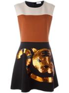 Au Jour Le Jour Sequin Embroidery Dress, Women's, Size: 40, Brown, Elastodiene/polyamide/viscose