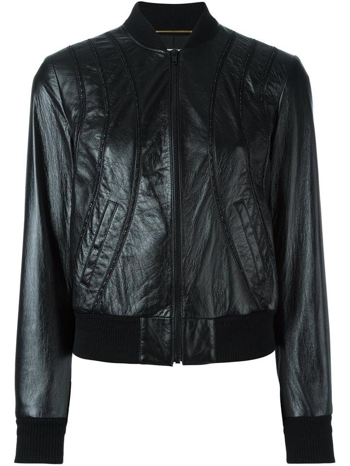 Saint Laurent Embellished Leather Bomber Jacket