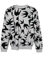 Mcq Alexander Mcqueen Swallow Print Panelled Sweatshirt - Grey