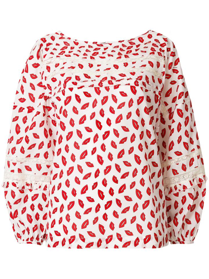 P.a.r.o.s.h. Lip Print Blouse - White