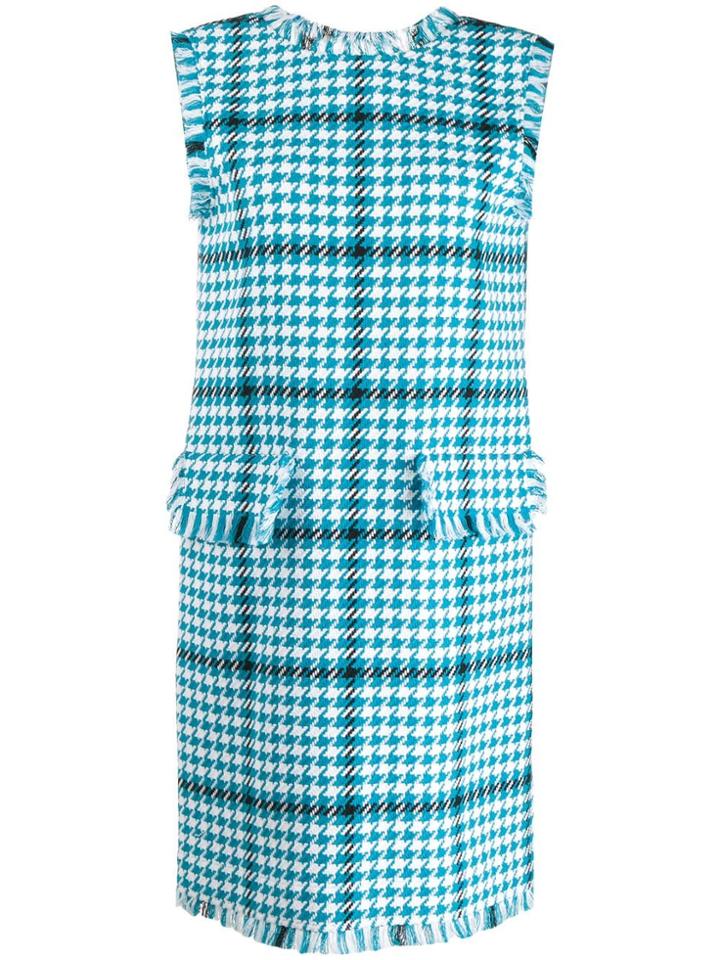 Msgm Reversed Houndstooth Dress - Blue