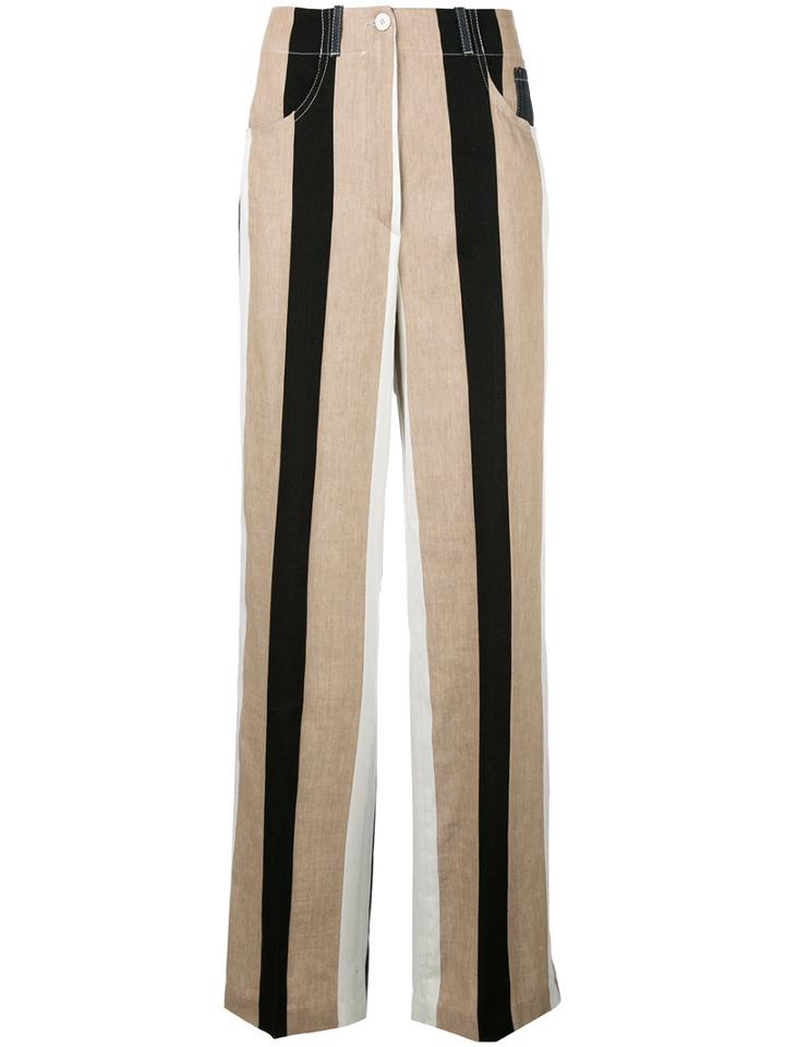 Dondup Striped Flared Pants, Women's, Size: 42, Cotton/linen/flax