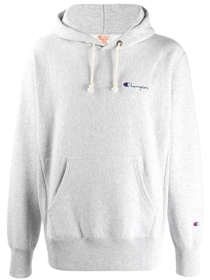 Champion Logo Embroidery Hoodie - Grey