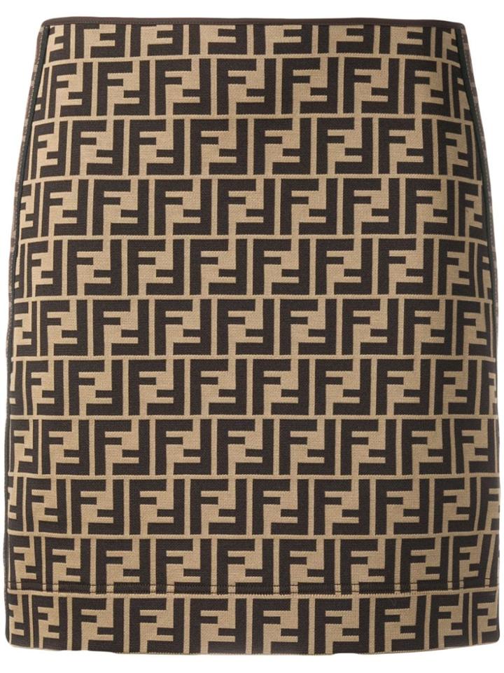 Fendi Ff Fitted Skirt - Brown