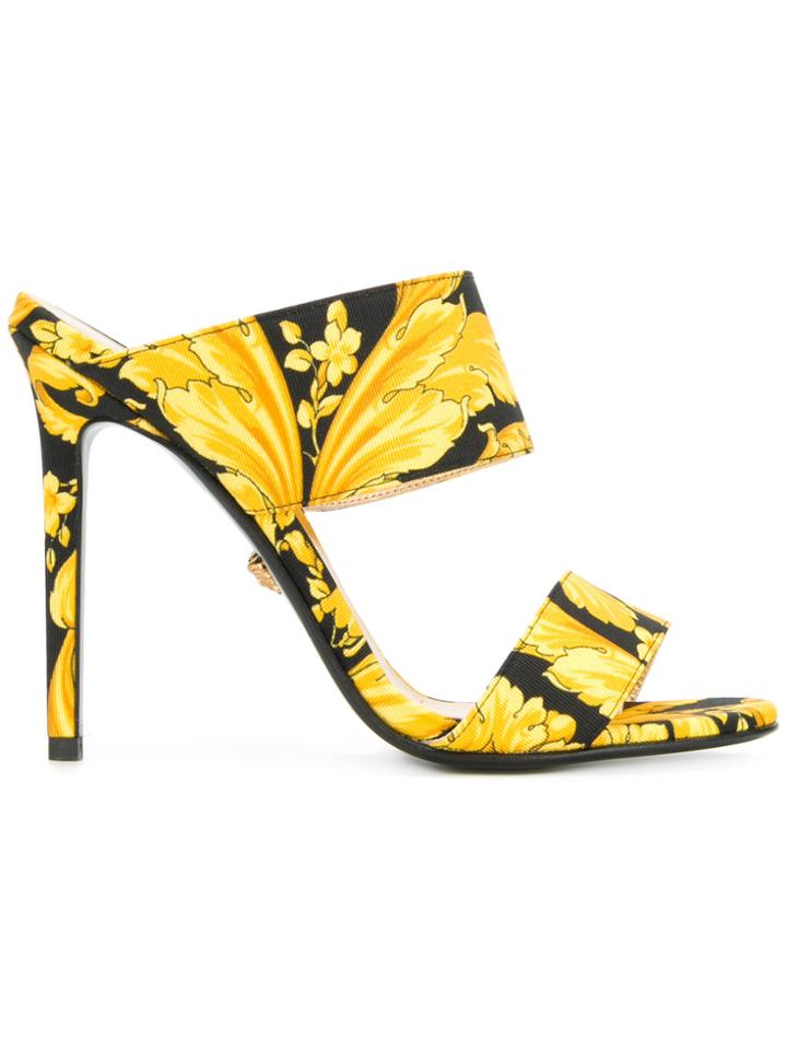 Versace Baroque Print Sandals - Yellow & Orange