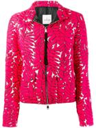 Moncler Leaf Patterned Fitted Jacket - Pink