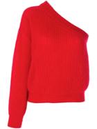 Nina Ricci One-shoulder Ribbed-knit Jumper - Red