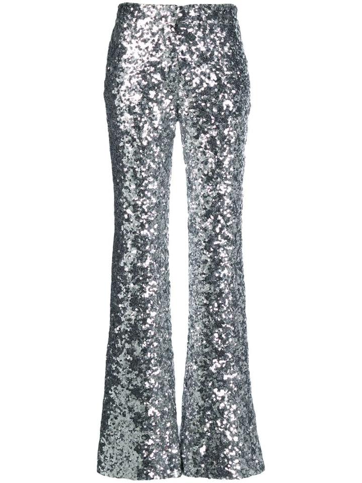 Halpern Metallic Sequin Trousers