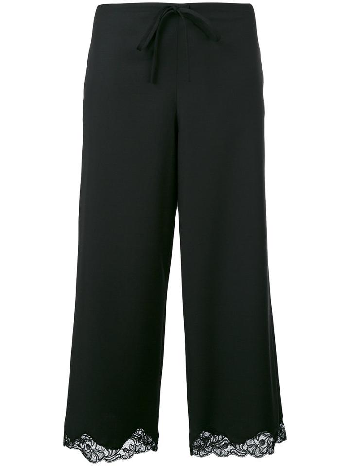 Alexander Wang Lace Trim Cropped Trousers, Women's, Size: Medium, Black, Mohair/wool
