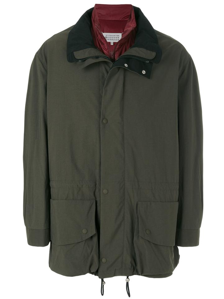 Maison Margiela Hooded Double Layer Parka Coat - Green