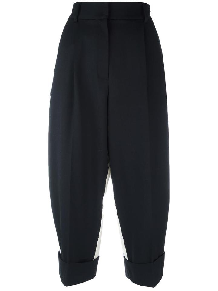 Dolce & Gabbana Cropped Stripe Detail Trousers, Women's, Size: 38, Black, Virgin Wool/polyamide/spandex/elastane