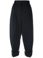 Dolce & Gabbana Cropped Stripe Detail Trousers, Women's, Size: 38, Black, Virgin Wool/polyamide/spandex/elastane