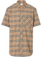 Burberry Short-sleeve Small Scale Check Stretch Cotton Shirt -