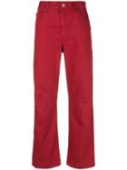 Mm6 Maison Margiela Cropped Straight Leg Jeans - Red