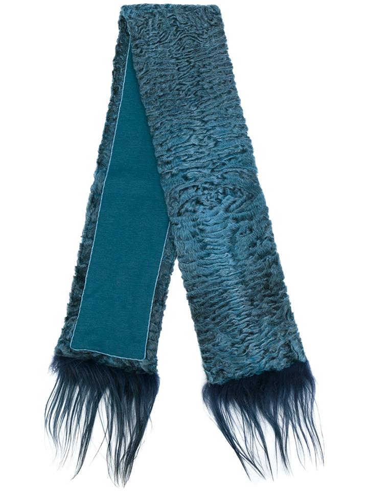 Liska - Thin Scarf - Women - Persian Lamb Fur/horse Hair - One Size, Blue, Persian Lamb Fur/horse Hair