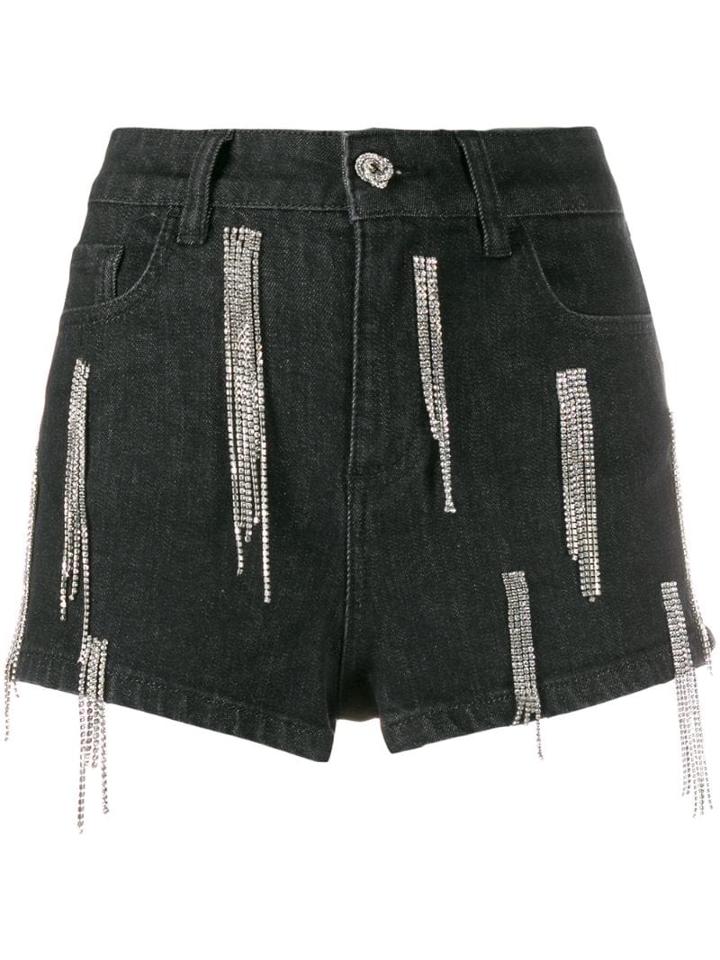 Amen High Waisted Embellished Shorts - Black