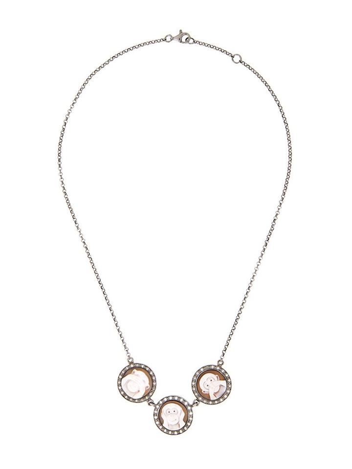 Amedeo 'three Monkeys' Necklace, Women's, Metallic