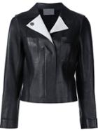 Grey Jason Wu Contrast Lapel Jacket, Women's, Size: 10, Black, Leather