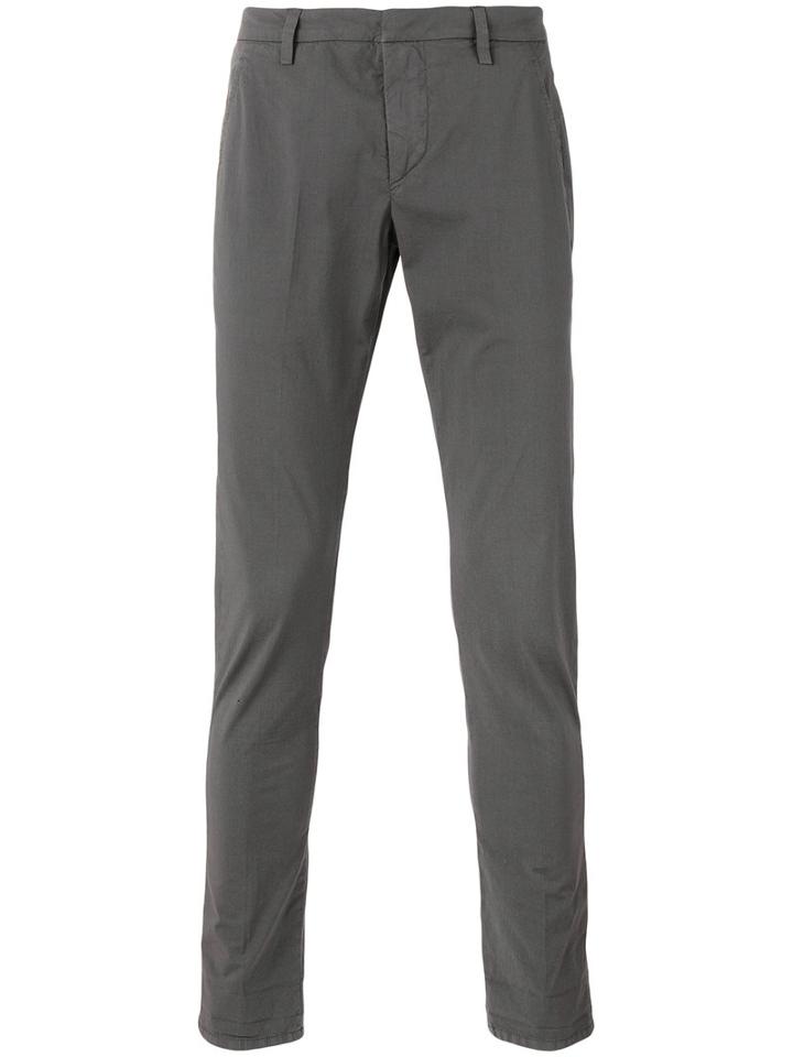Dondup Slim-fit Chinos, Men's, Size: 35, Grey, Cotton/spandex/elastane