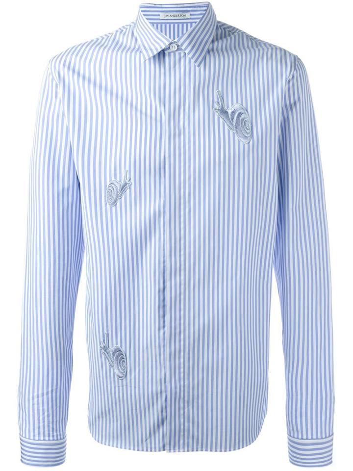 J.w.anderson Snail Embroidered Shirt, Men's, Size: 44, Blue, Cotton