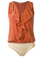 Egrey V Neck Bodysuit, Women's, Size: 36, Brown, Silk