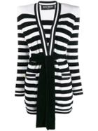 Balmain Knitted Striped Cardigan - Black