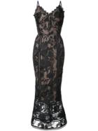 Marchesa Notte Guipure Lace Slip Dress - Black
