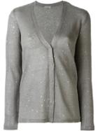 Brunello Cucinelli - V-neck Cardigan - Women - Silk/linen/flax/polyimide - Xl, Grey, Silk/linen/flax/polyimide
